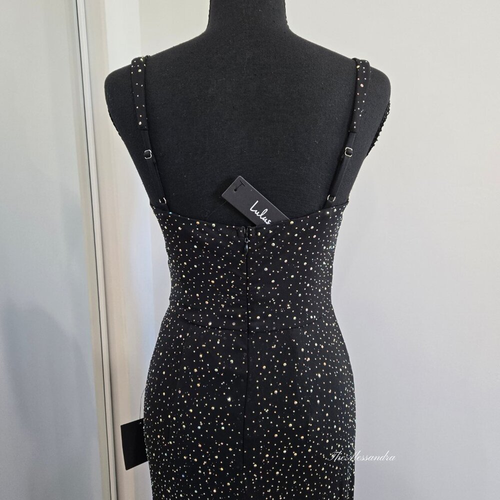 Lulus Black Rhinestone Maxi Dress Small New With Tags Missing Some Rhinestones - Picture 13 of 16